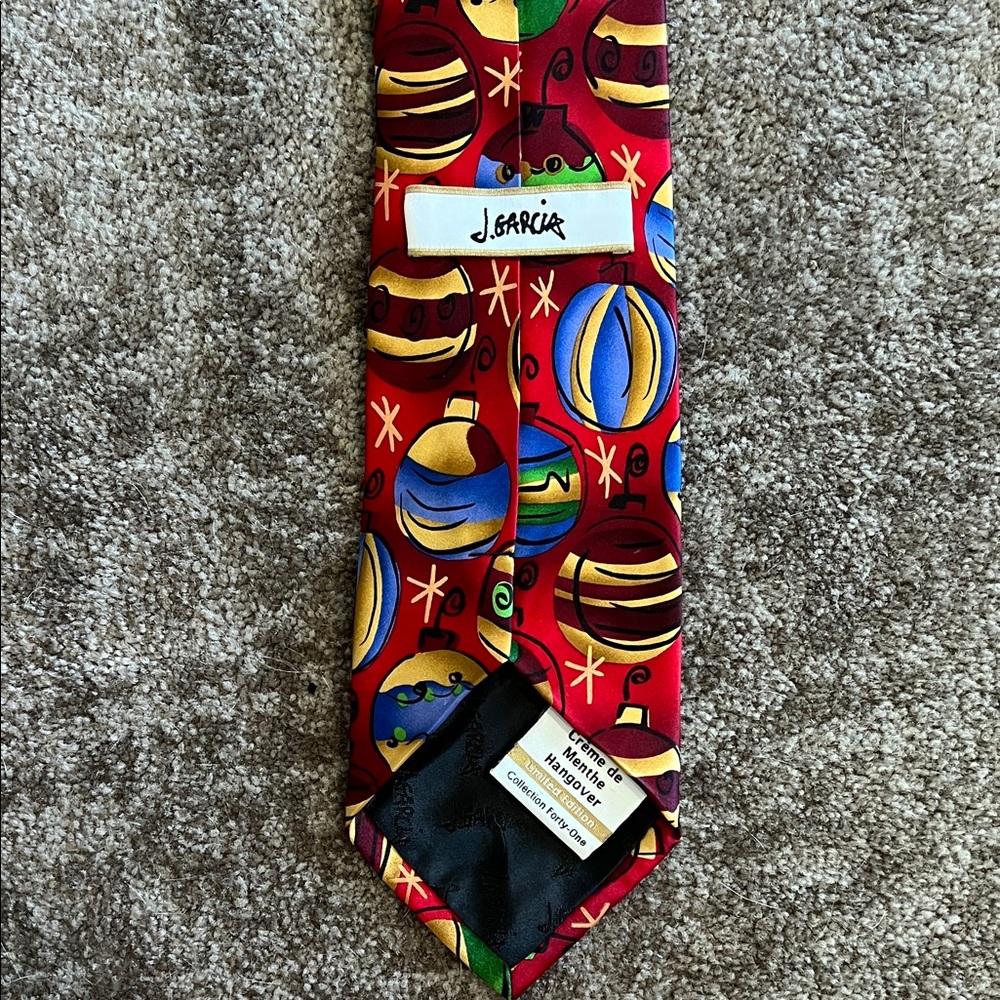 Limited Edition J. Garcia Red Tie with Colorful Ornament Design